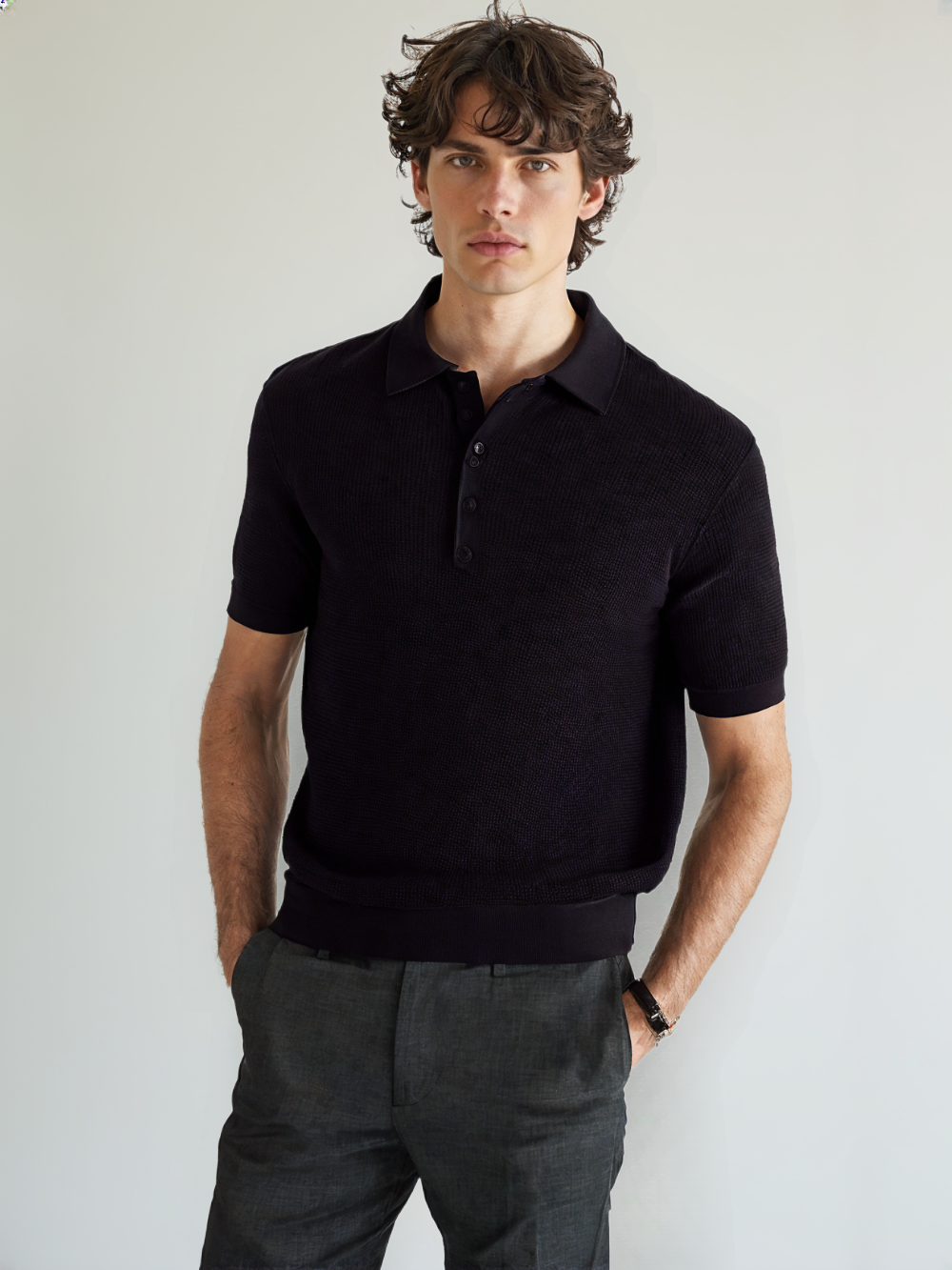 BELLAMY® Summer Men’s Korean Smart Casual Knit Polo with Lapel and Button Detail