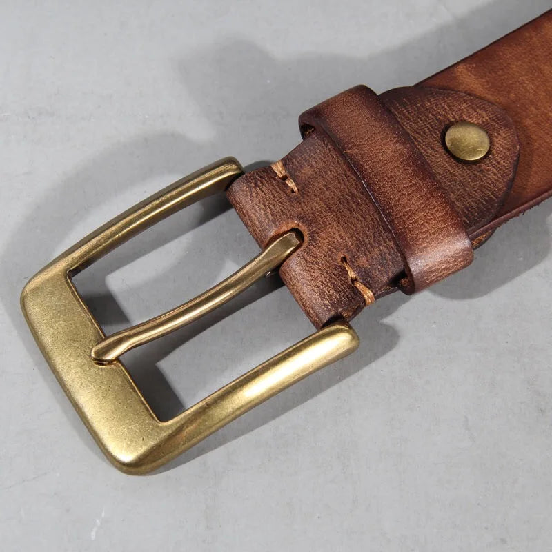 LUCIO® Retro Copper Buckle Leather Belt for Men