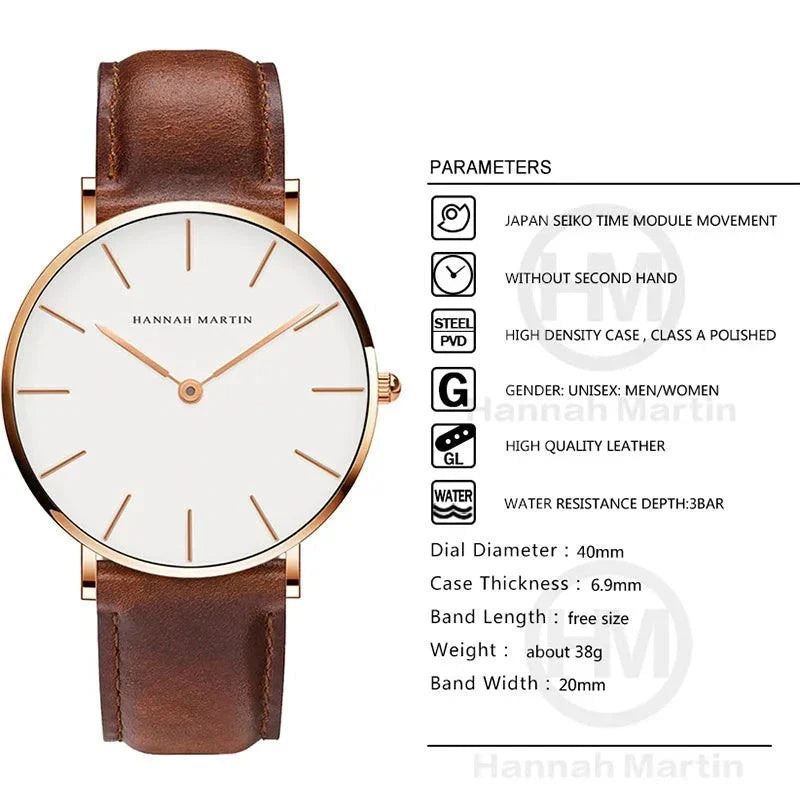 SCOSEZE® Silver Brown Leather Watch