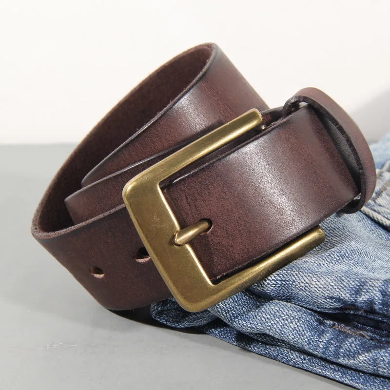 LUCIO® Retro Copper Buckle Leather Belt for Men