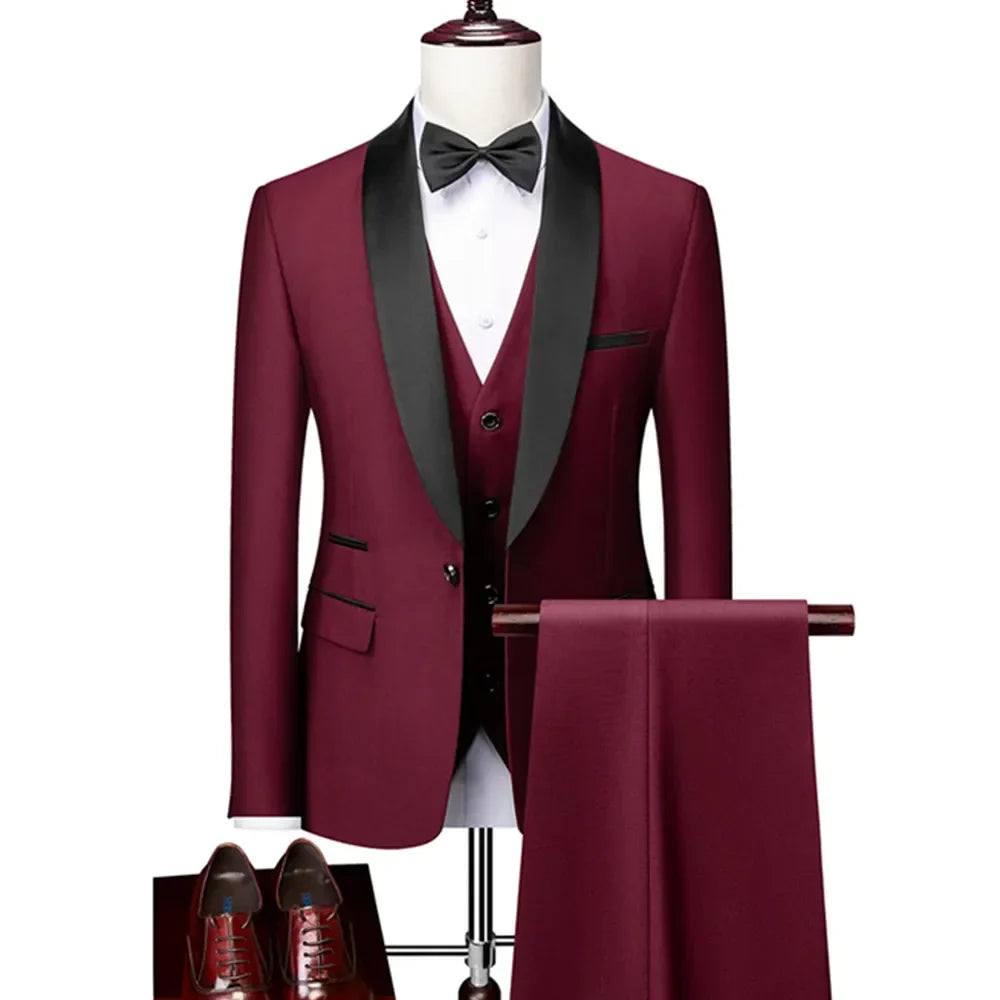 DORCHESTER® Men’s Skinny 3-Piece Tuxedo Suit – Ultimate Formal Elegance for Weddings, Proms, and Special Occasions