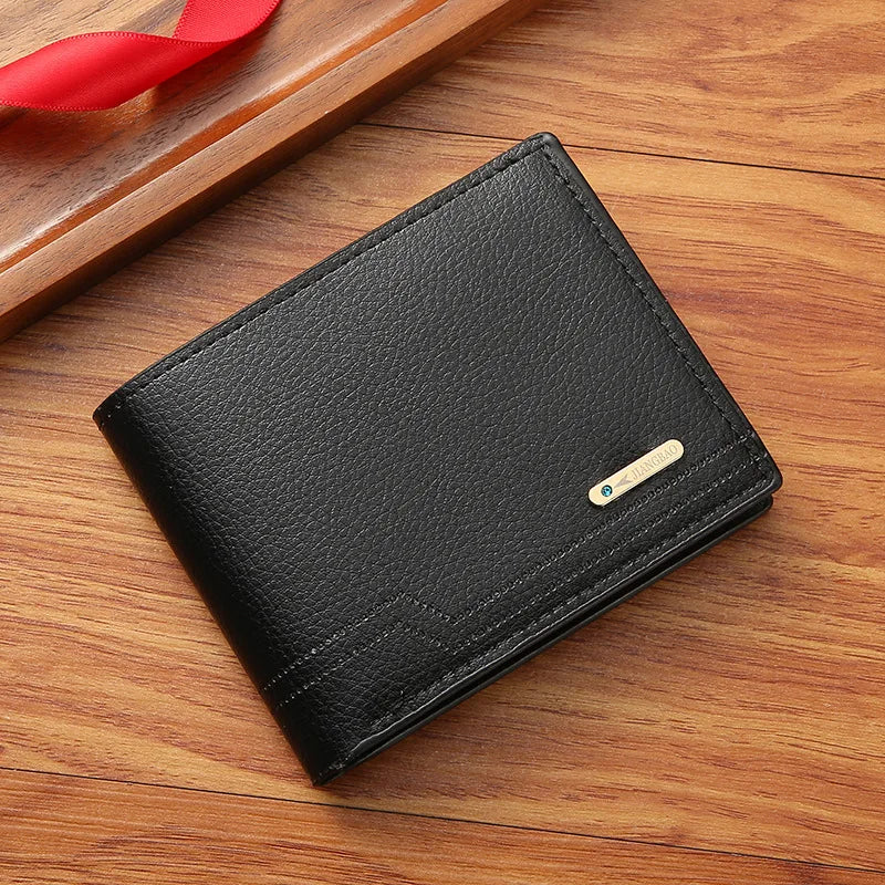 HARALD® Men's Short PU Leather Wallet – Business Casual, Multi-Card Capacity, Soft Lychee Pattern