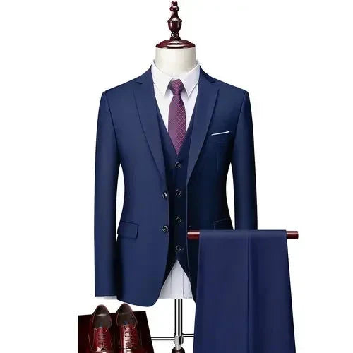 DANTE® High-End Three-Piece Formal Men’s Suit – Jacket, Vest, and Pants