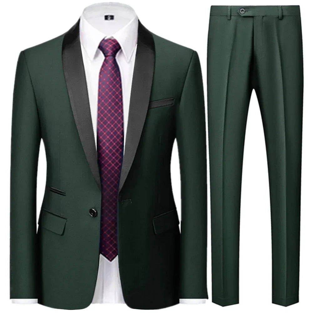 OXFORDIAN® Men’s Wedding Color-Block Collar Suit