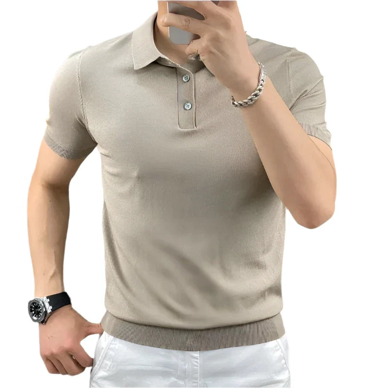 BELLAMY® Summer Men’s Korean Smart Casual Knit Polo with Lapel and Button Detail
