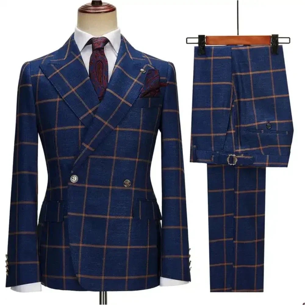 REGALLO® 3 Piece Plaid Suit for Men