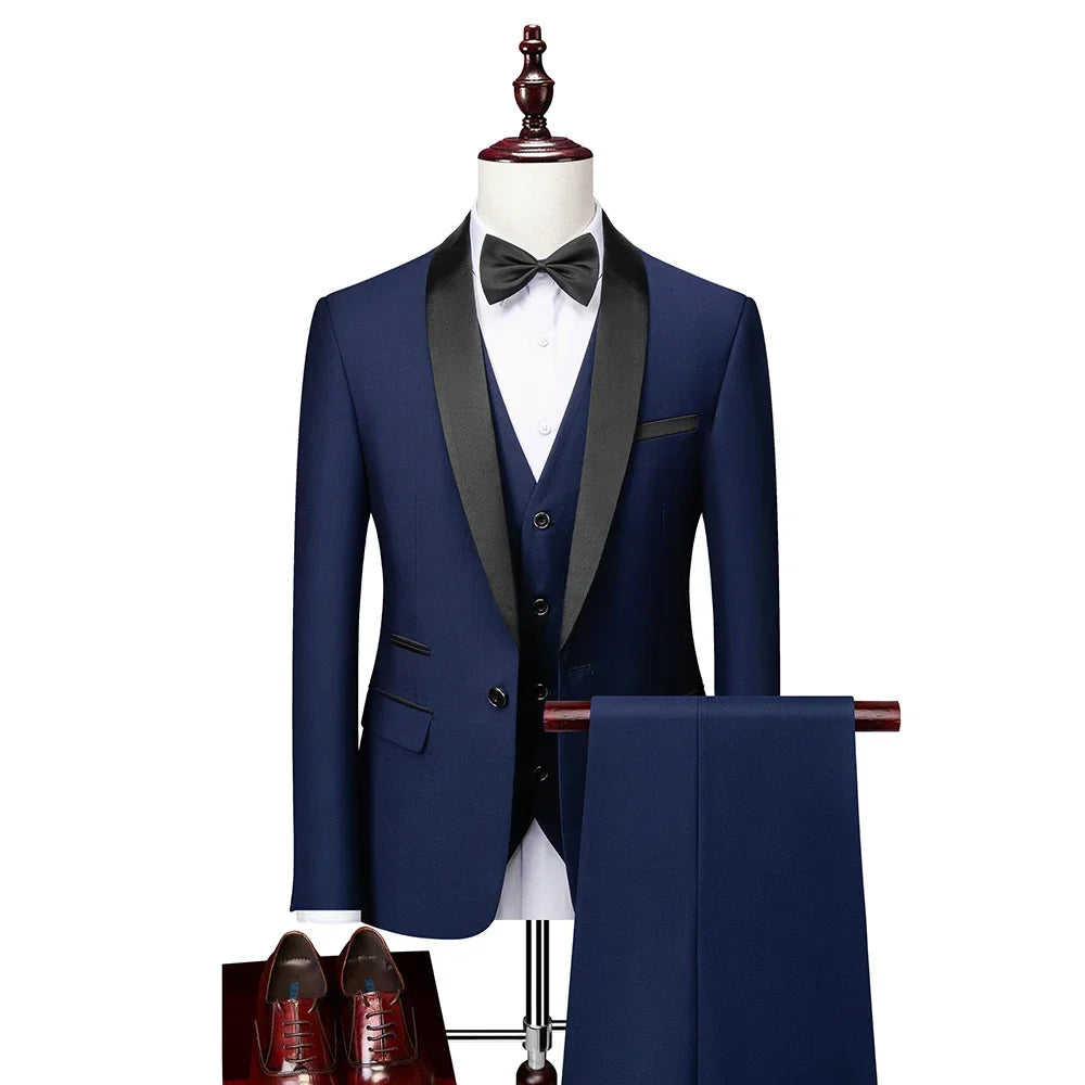 DORCHESTER® Men’s Skinny 3-Piece Tuxedo Suit – Ultimate Formal Elegance for Weddings, Proms, and Special Occasions