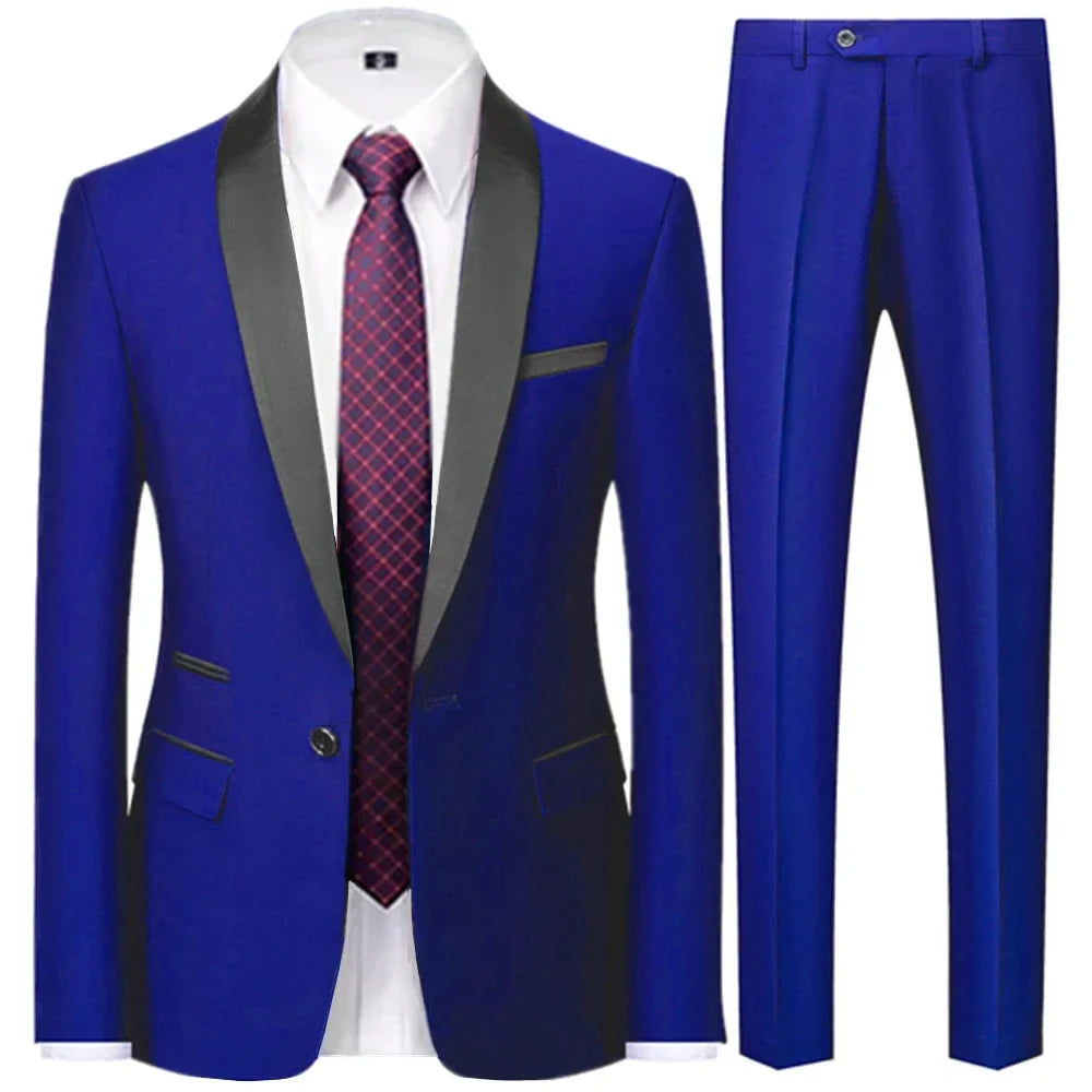 OXFORDIAN® Men’s Wedding Color-Block Collar Suit