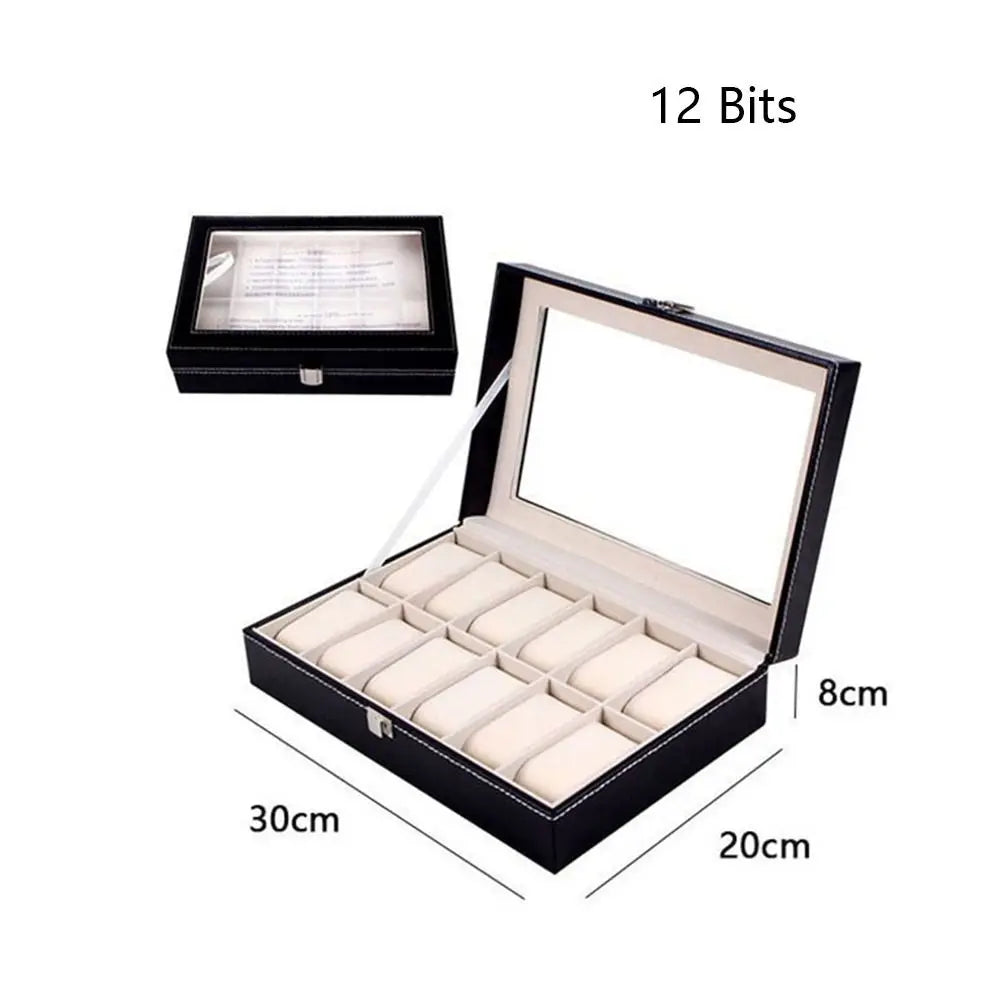 KLAUSEN® Men's 6/10/12 Grid PU Leather Watch Display Case