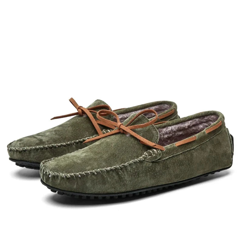 VANDOR® Summer Breeze Men’s Leather Loafers – Breathable Green Casual Shoes for Daily Comfort
