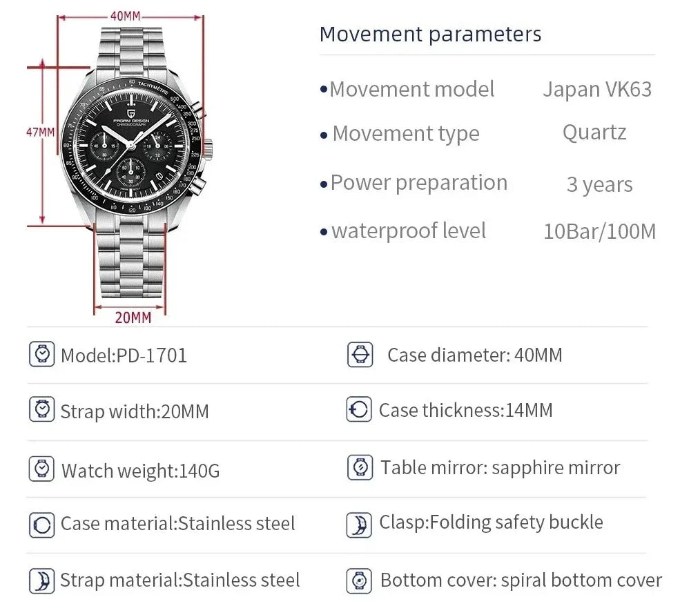 ENSINO® New Men's Automatic Date Sapphire Watch