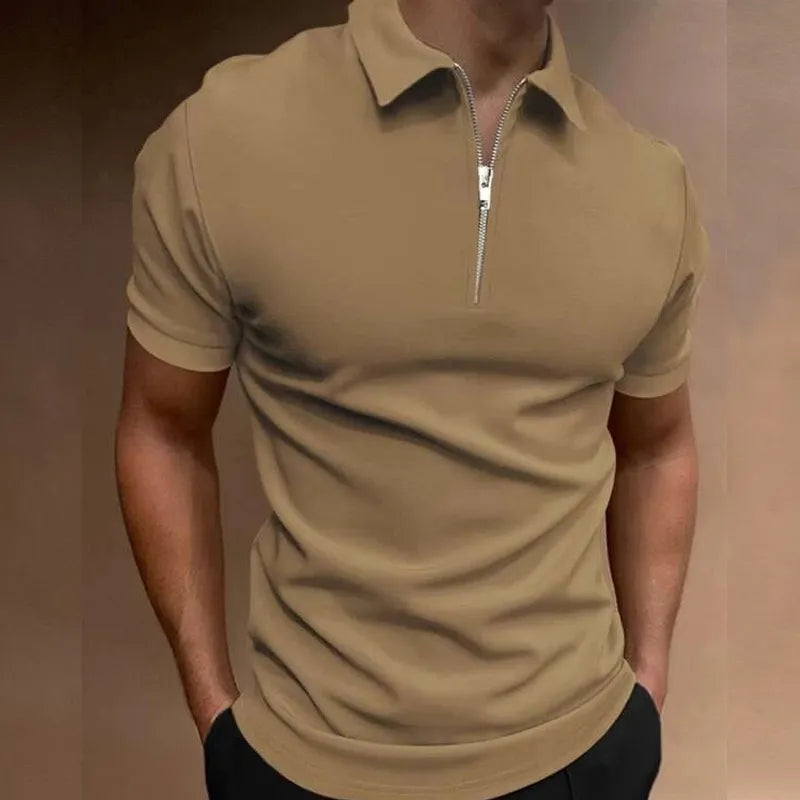 VICENZO® Men's Polo Shirt Collar Zipper