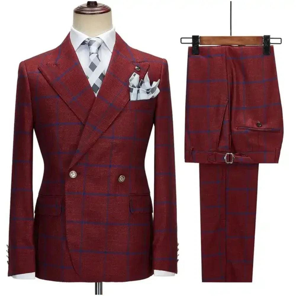 REGALLO® 3 Piece Plaid Suit for Men