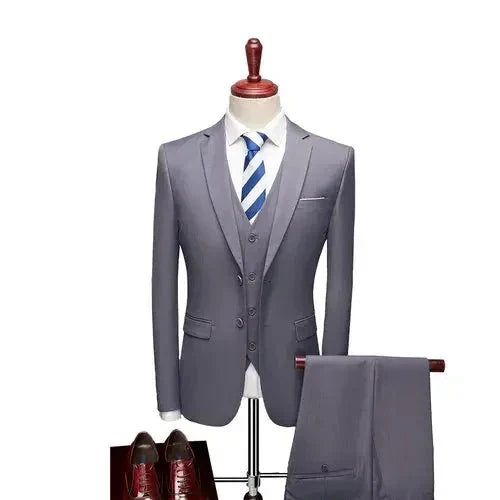 DANTE® High-End Three-Piece Formal Men’s Suit – Jacket, Vest, and Pants