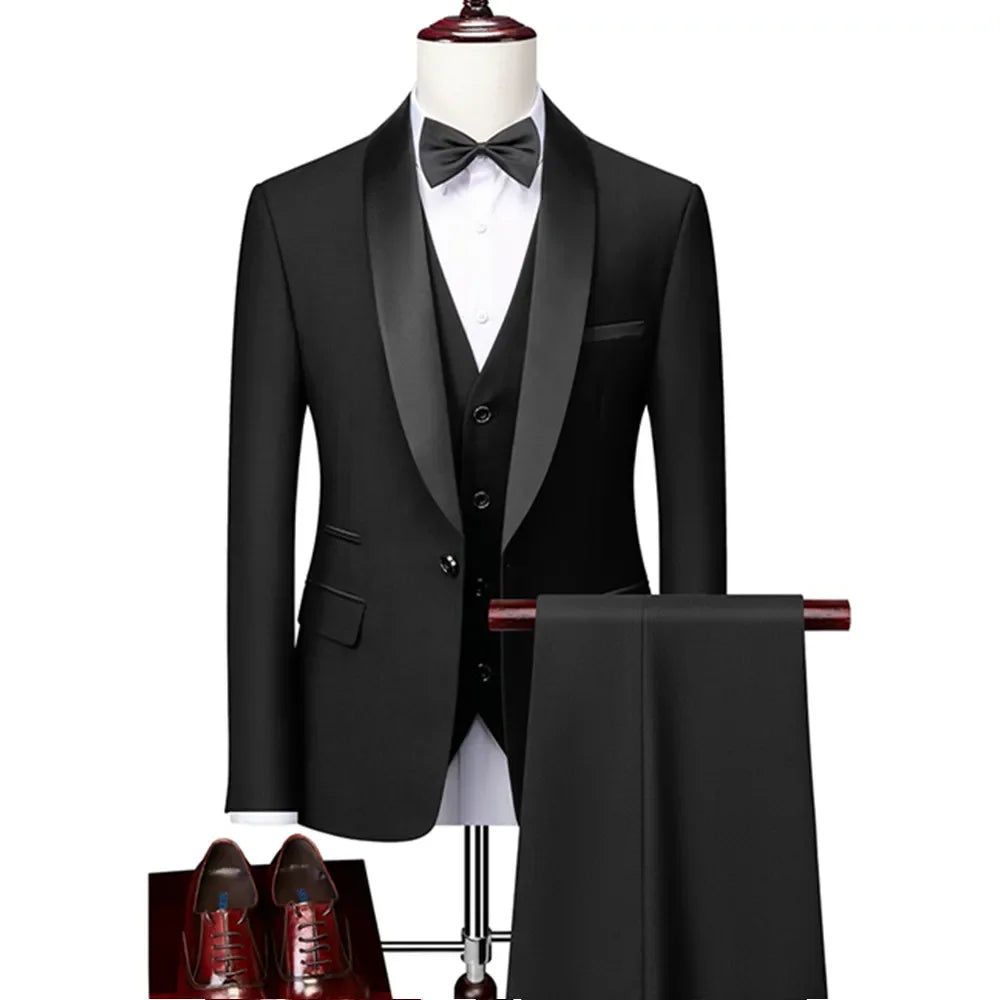 DORCHESTER® Men’s Skinny 3-Piece Tuxedo Suit – Ultimate Formal Elegance for Weddings, Proms, and Special Occasions