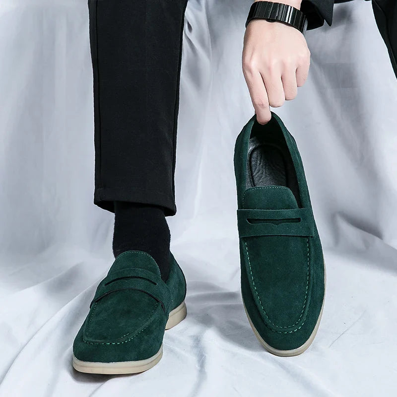 LEANDRO® Classic Soft Suede Penny Loafers for Men