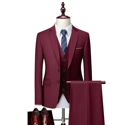 DANTE® High-End Three-Piece Formal Men’s Suit – Jacket, Vest, and Pants
