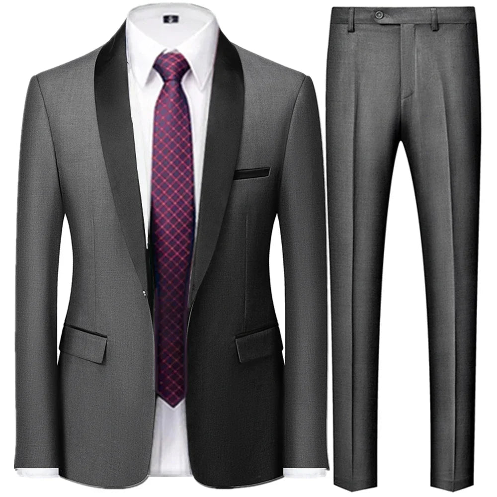 OXFORDIAN® Men’s Wedding Color-Block Collar Suit