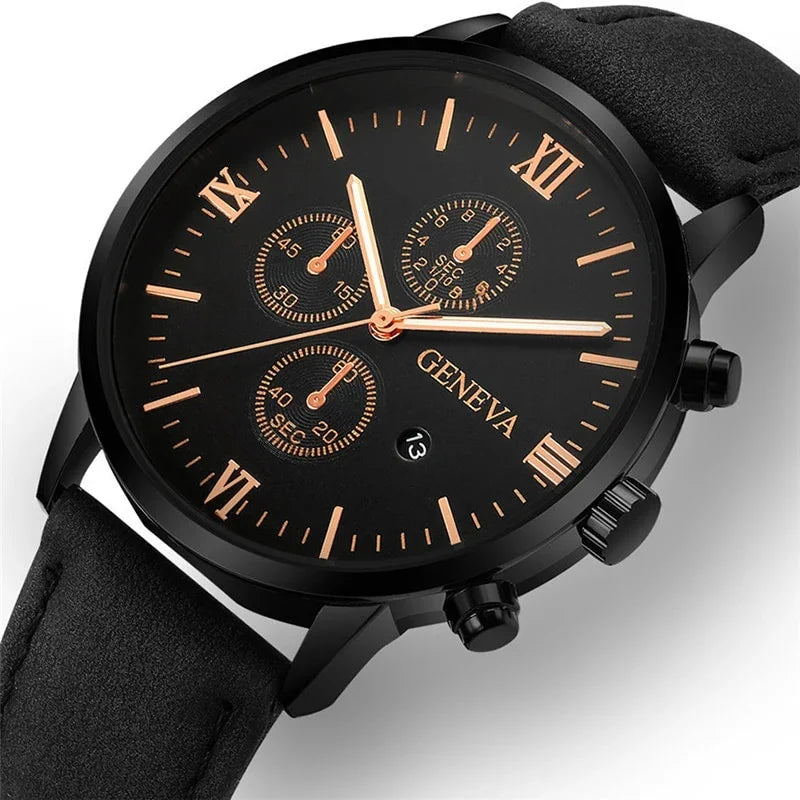 ROMAN®  Black Quartz Men
