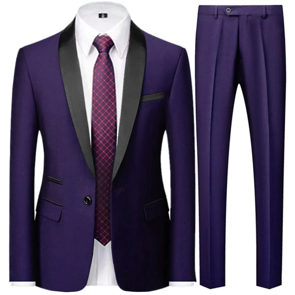 OXFORDIAN® Men’s Wedding Color-Block Collar Suit