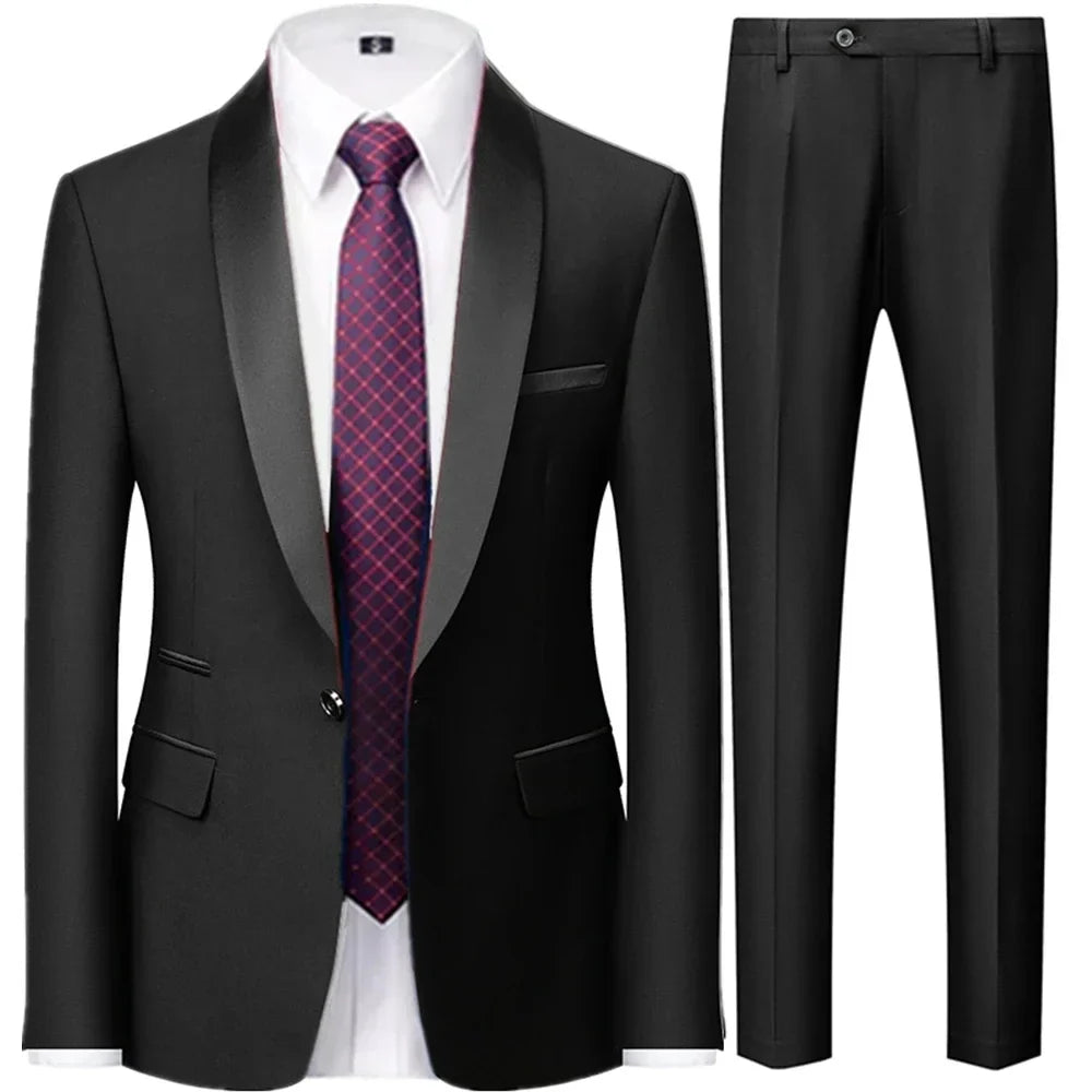 OXFORDIAN® Men’s Wedding Color-Block Collar Suit