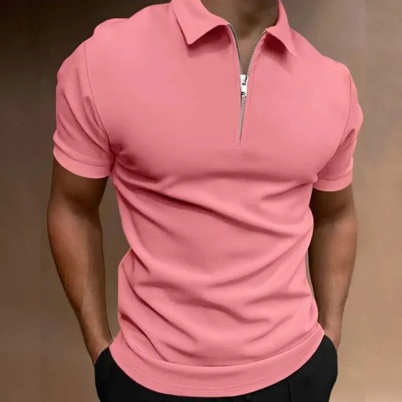VICENZO® Men's Polo Shirt Collar Zipper