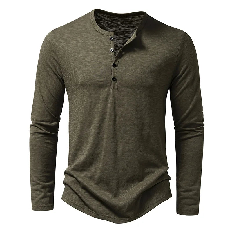 HASSAN® Cotton Button Henley neck Shirt