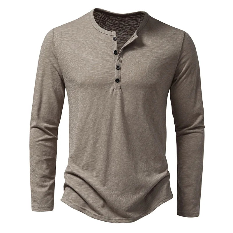 HASSAN® Cotton Button Henley neck Shirt