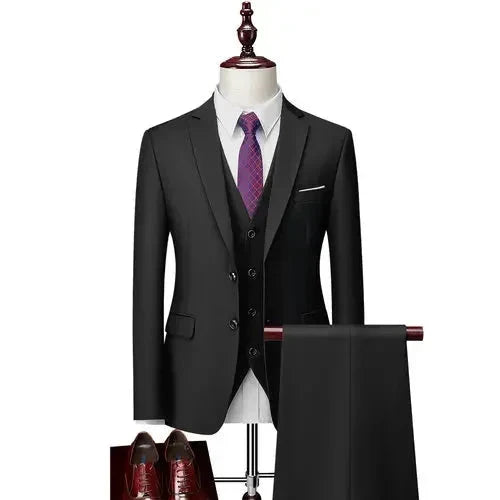 DANTE® High-End Three-Piece Formal Men’s Suit – Jacket, Vest, and Pants