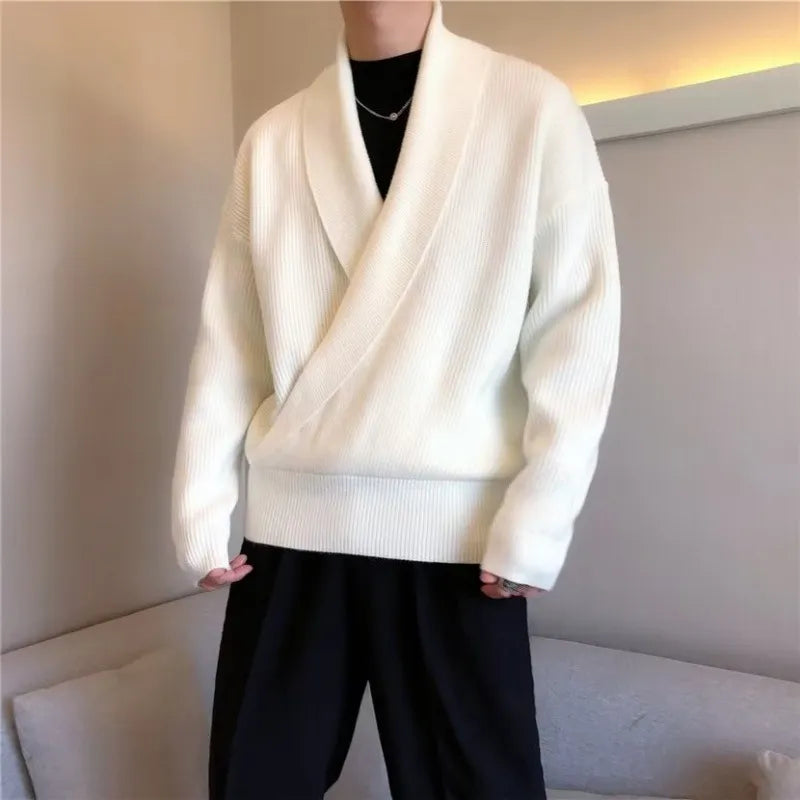PONCHE® Vintage Wrap V Neck Sweater