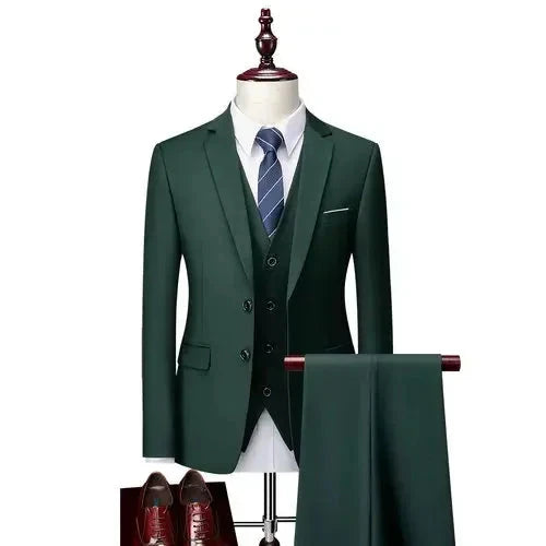 DANTE® High-End Three-Piece Formal Men’s Suit – Jacket, Vest, and Pants