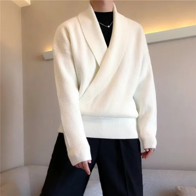 PONCHE® Vintage Wrap V Neck Sweater
