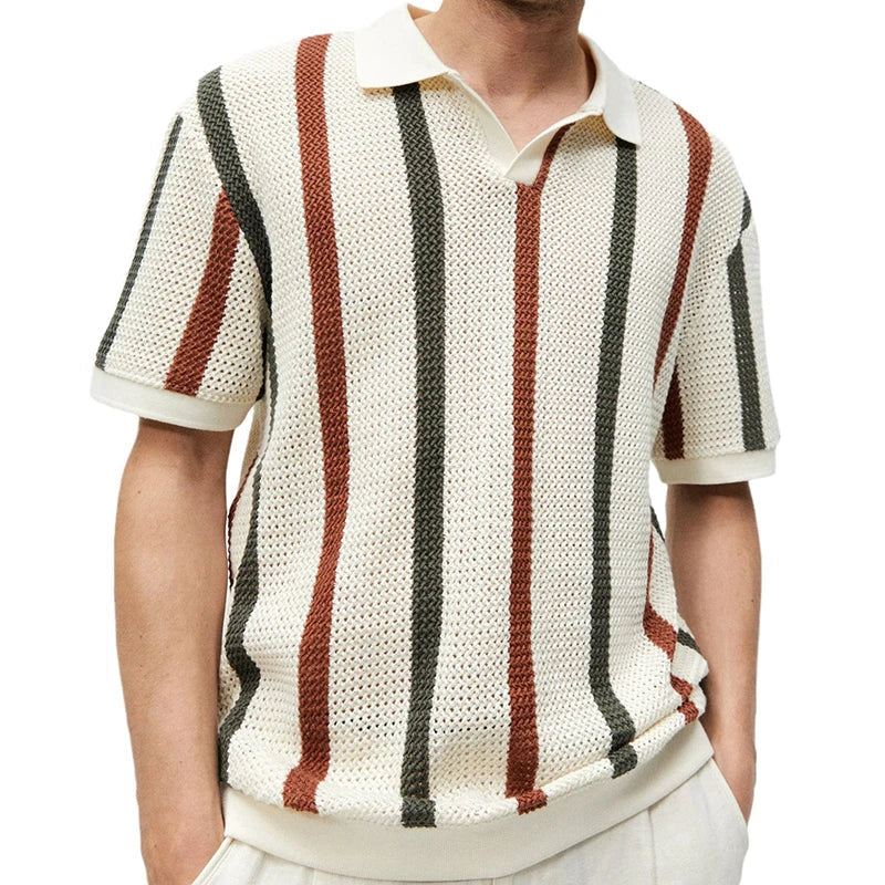 DAIKI® Lapel Short-sleeved Knit Polo Shirt