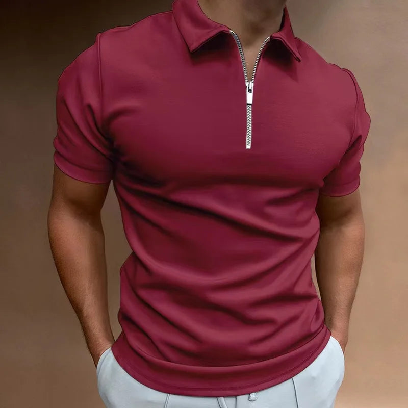 VICENZO® Men's Polo Shirt Collar Zipper