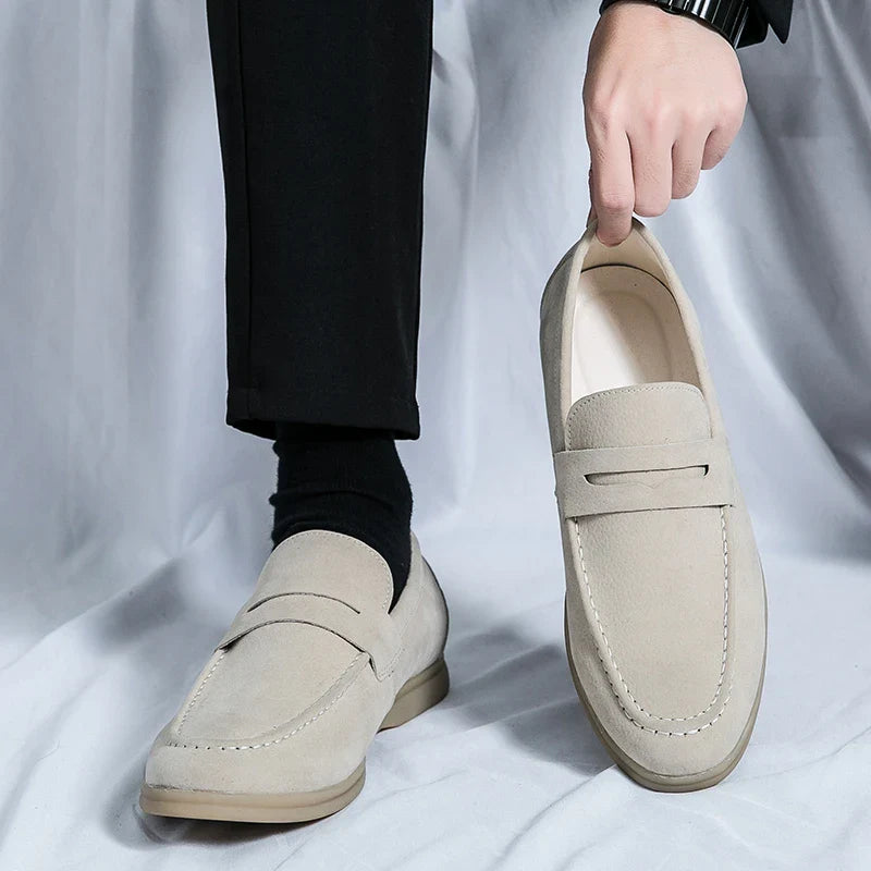 LEANDRO® Classic Soft Suede Penny Loafers for Men