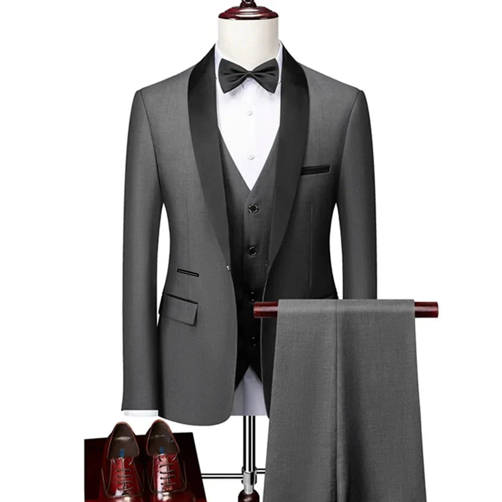 DORCHESTER® Men’s Skinny 3-Piece Tuxedo Suit – Ultimate Formal Elegance for Weddings, Proms, and Special Occasions