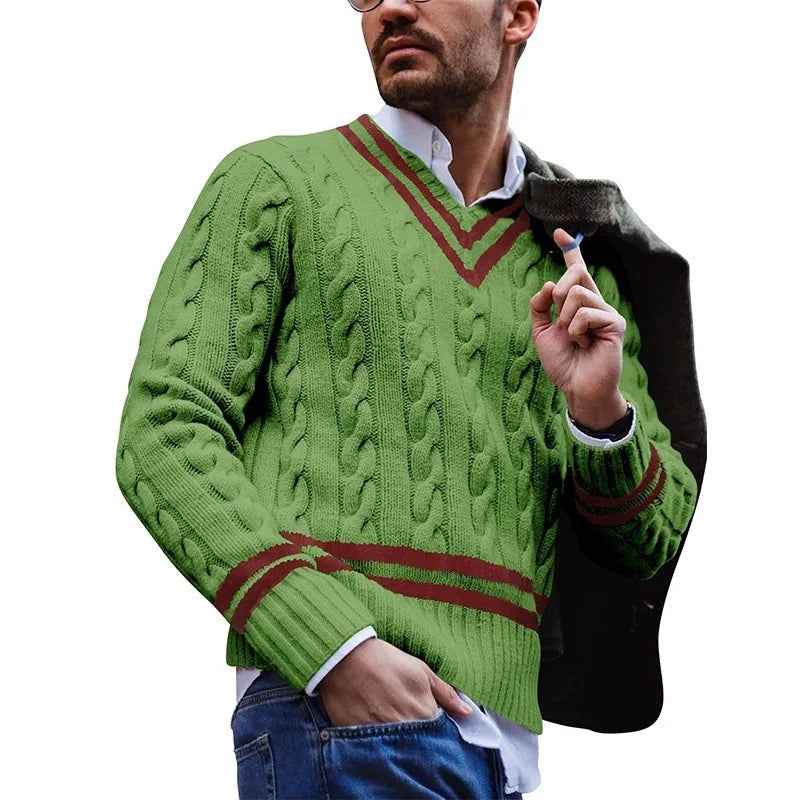ALDERBROOK® V-Neck Striped Knit Sweater