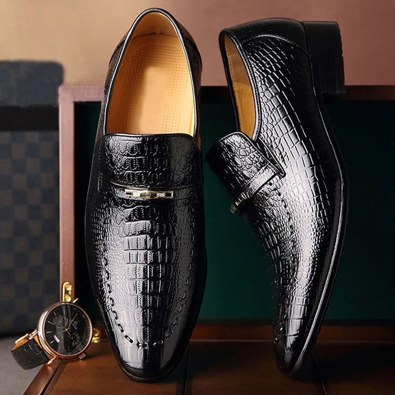 LUCAS VERT® Crocodile Pattern Dress Shoes