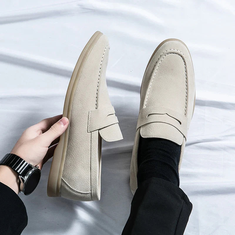 LEANDRO® Classic Soft Suede Penny Loafers for Men