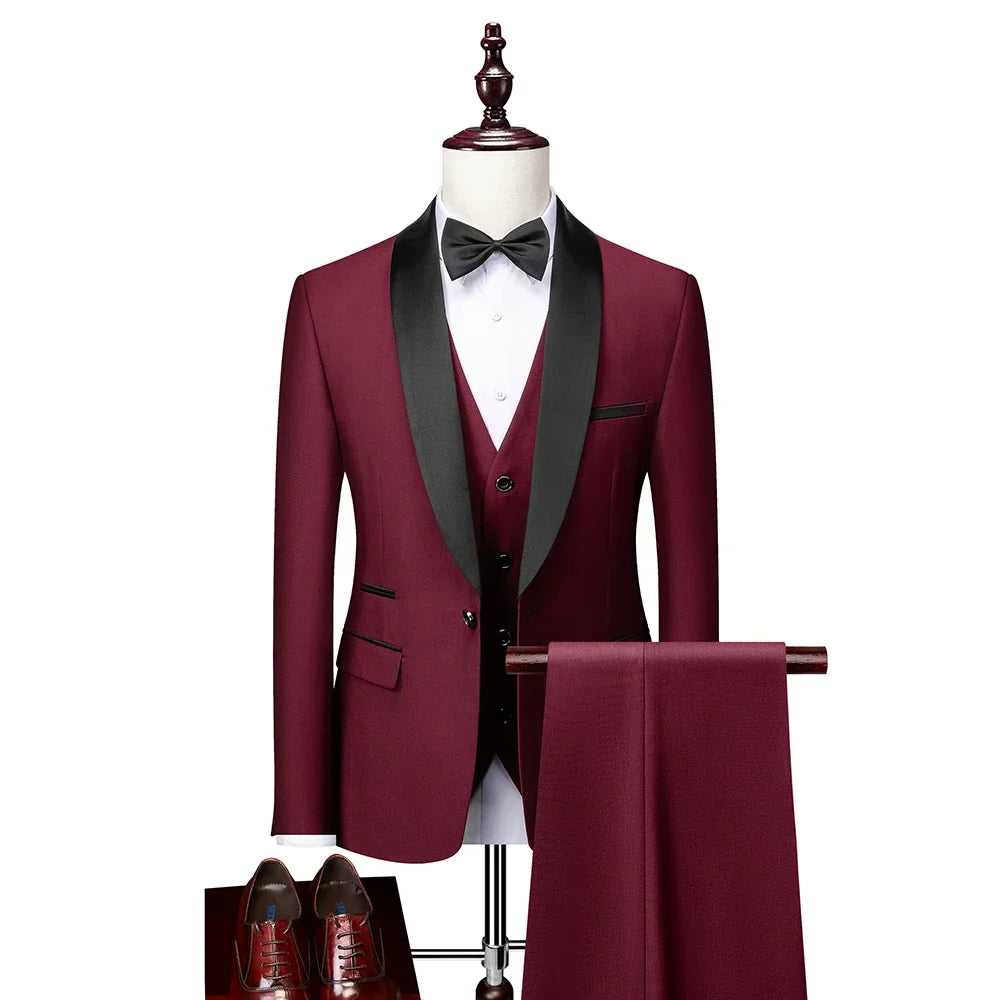 DORCHESTER® Men’s Skinny 3-Piece Tuxedo Suit – Ultimate Formal Elegance for Weddings, Proms, and Special Occasions
