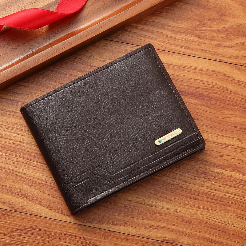 HARALD® Men's Short PU Leather Wallet – Business Casual, Multi-Card Capacity, Soft Lychee Pattern