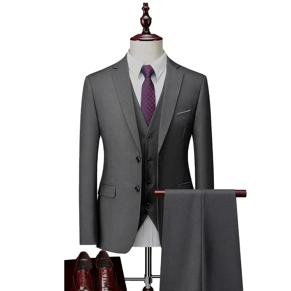 DANTE® High-End Three-Piece Formal Men’s Suit – Jacket, Vest, and Pants