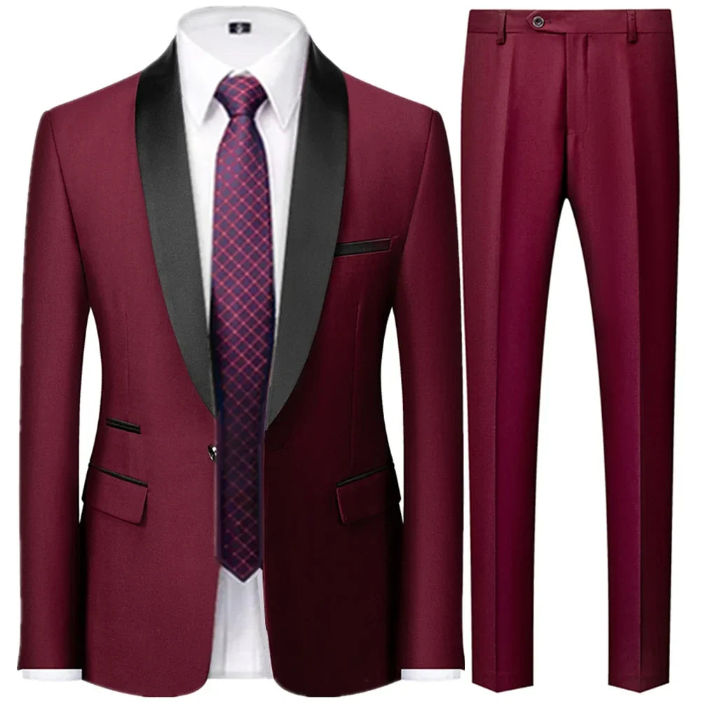 OXFORDIAN® Men’s Wedding Color-Block Collar Suit