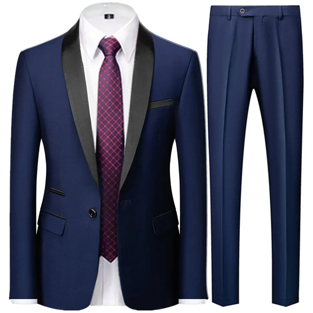 OXFORDIAN® Men’s Wedding Color-Block Collar Suit