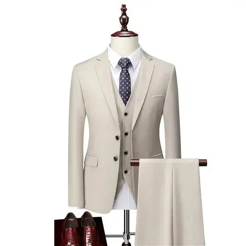 DANTE® High-End Three-Piece Formal Men’s Suit – Jacket, Vest, and Pants