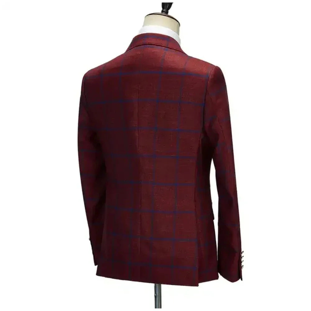 REGALLO® 3 Piece Plaid Suit for Men