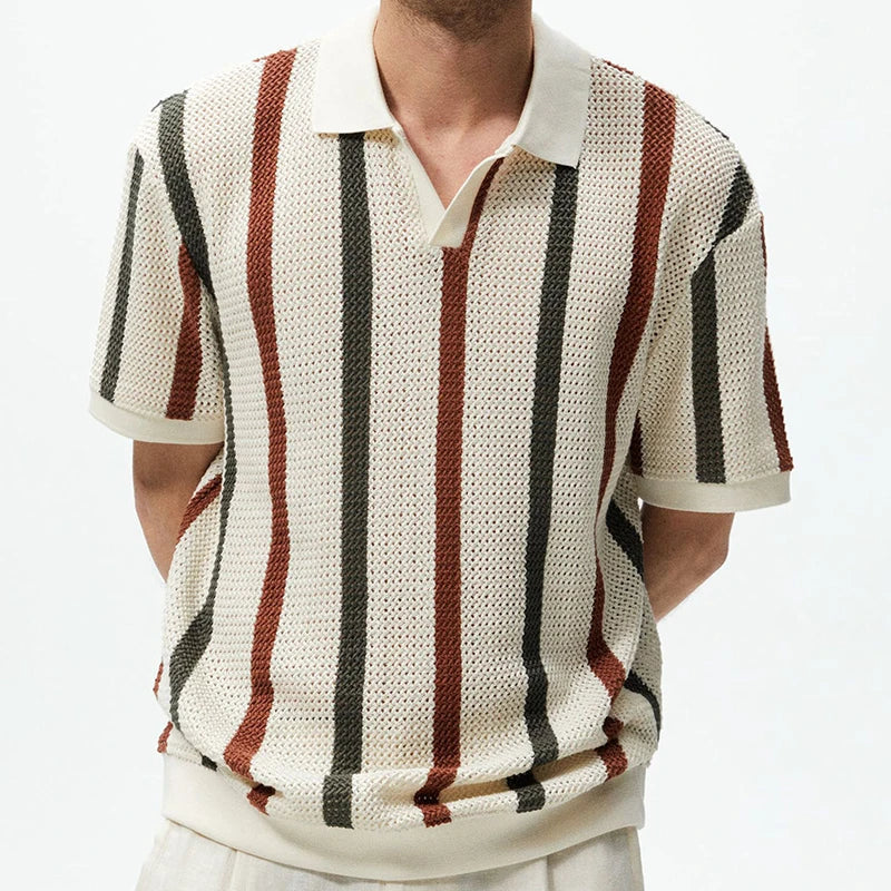 DAIKI® Lapel Short-sleeved Knit Polo Shirt