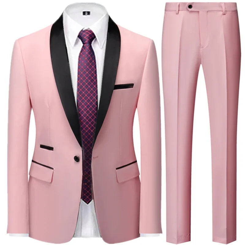 OXFORDIAN® Men’s Wedding Color-Block Collar Suit
