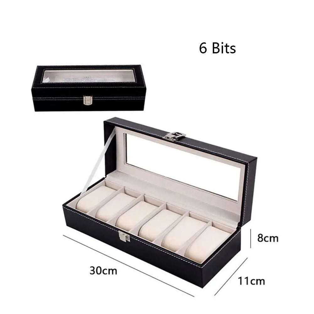 KLAUSEN® Men's 6/10/12 Grid PU Leather Watch Display Case
