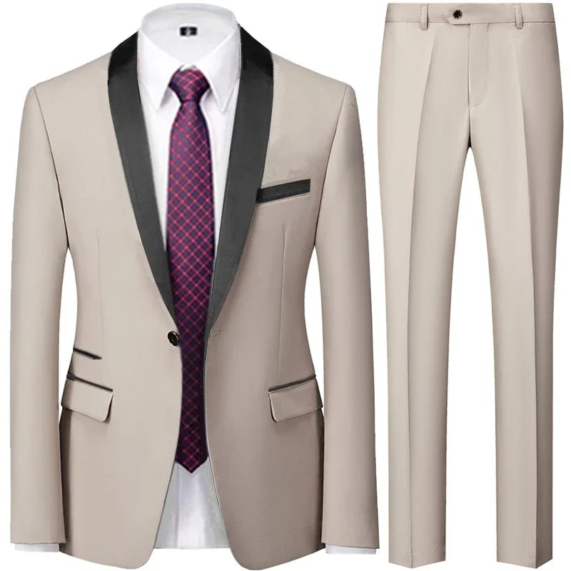 OXFORDIAN® Men’s Wedding Color-Block Collar Suit